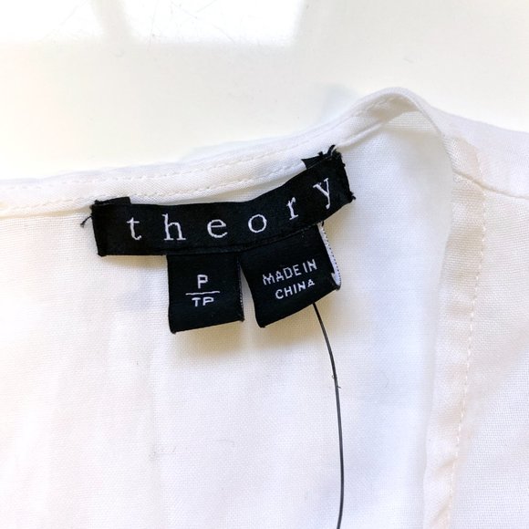 $215 NWT Theory "Jimalyn" Modern White Muslin Cotton Silk Box Top Shirt Sz S P - Picture 3 of 7